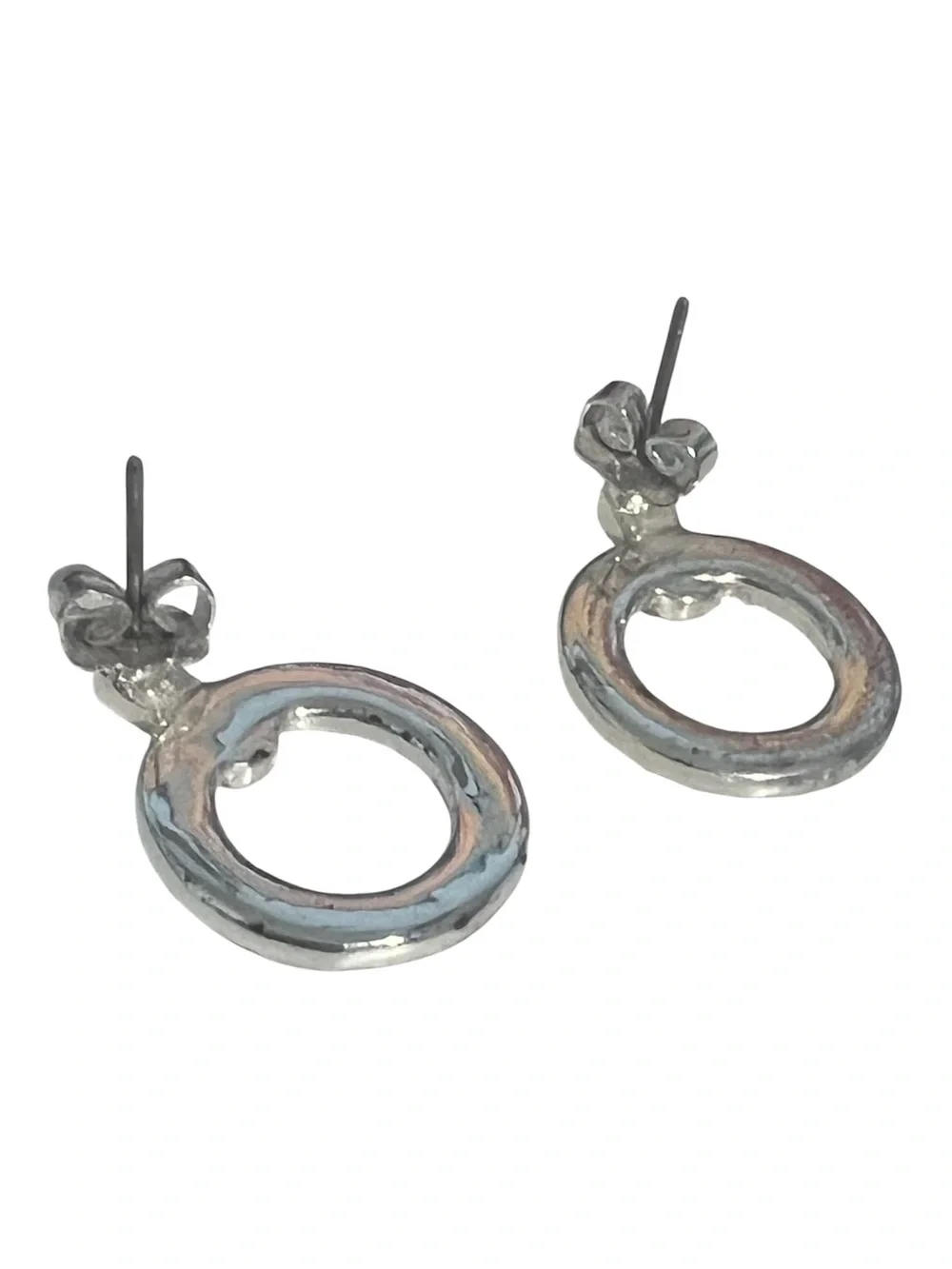 Silvertone earrings pierced clear stones